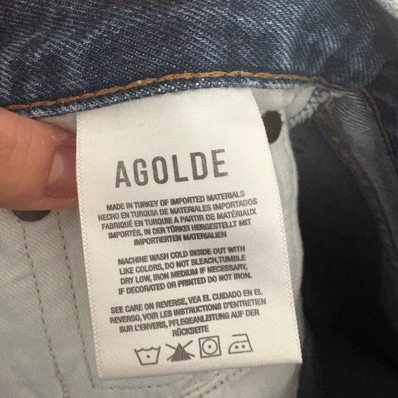 AGOLDE Distressed High Rise Cut Off Women's Blue Cotton Denim Shorts size 30 NWT - Picture 6 of 8